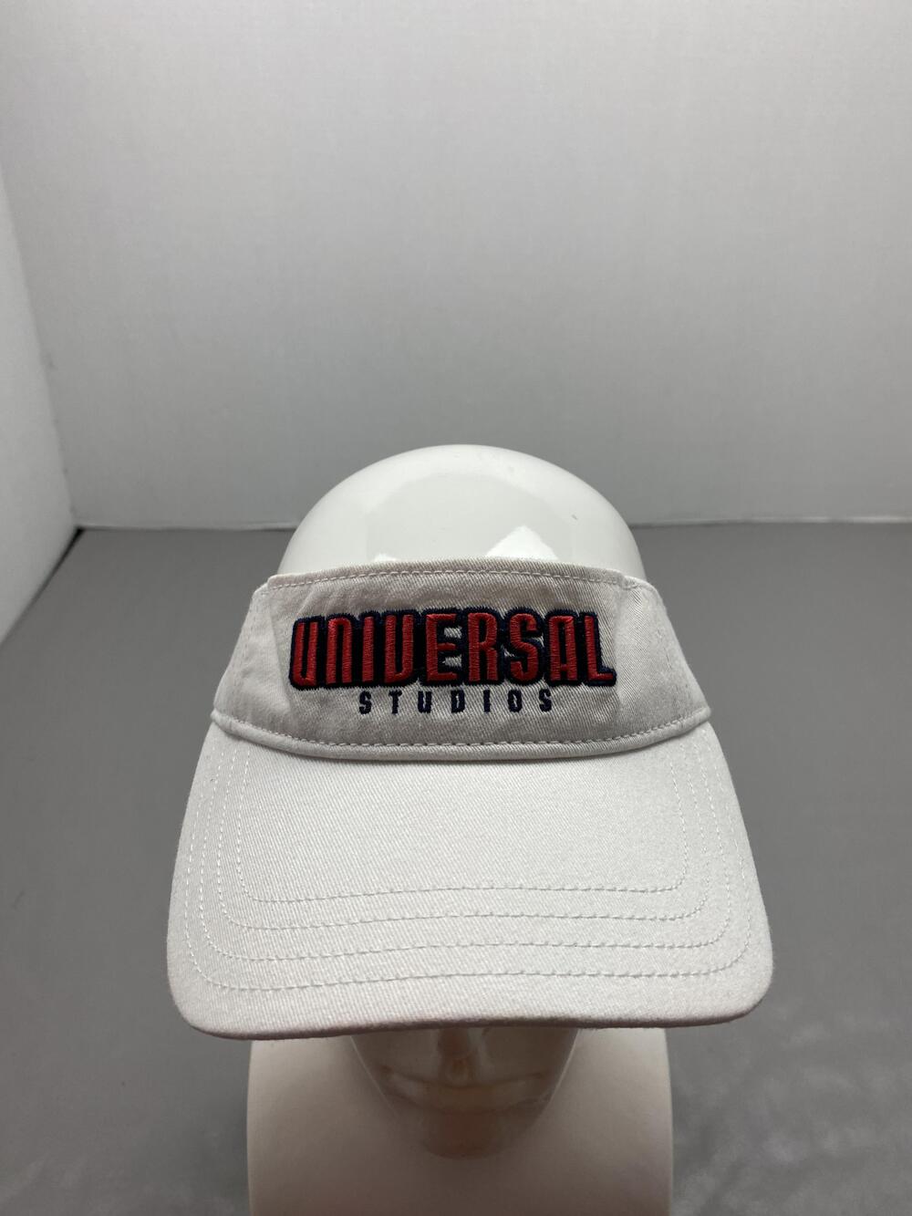 Hat Universal Visor Strap Back Unisex One Size Adjustable White Embroidered Logo